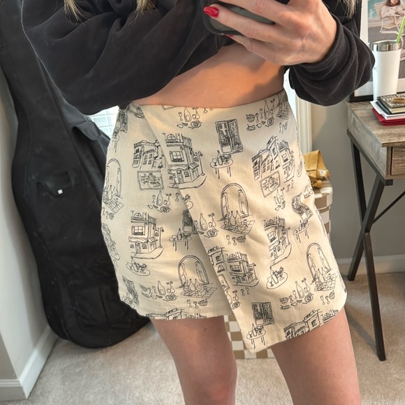 The A&F Scarlett Linen-Blend Wrap Mini Skort XS - Picture 1 of 8